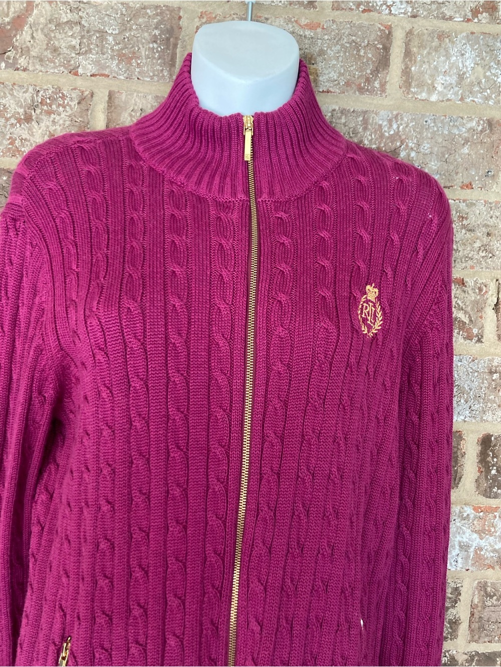 Ralph Lauren Knit Zip-Up Size Large Pockets - Picture 4 of 12
